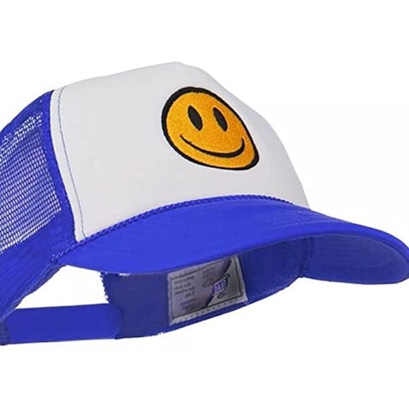 Smile Face Embroidered Foam Mesh Trucker Hat - Picture 4 of 6